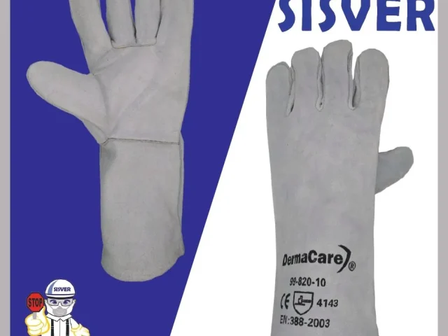 Guante de soldador gris