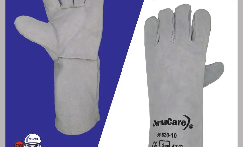 Guante de soldador gris