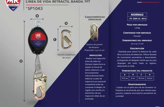 Linea de Vida Retractil 7FT